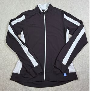 Sugoi Women Medium Brown White Zip Front Long Sleeve Cycling Lightweight Jacket